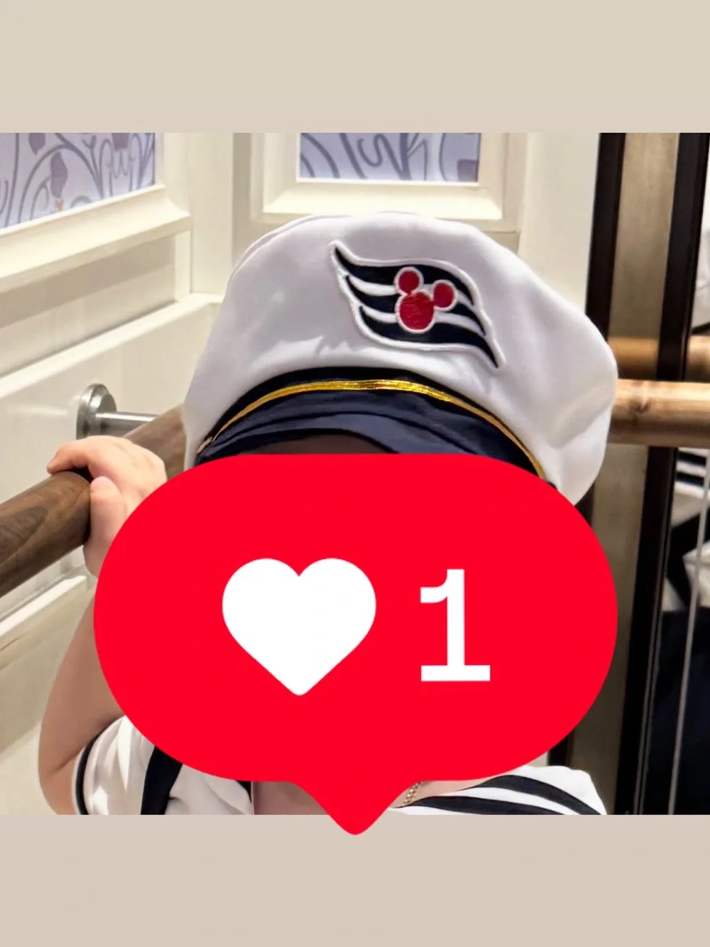 Disney Cruise Kids White Sailor Hat with Navy Trim and Red Accent